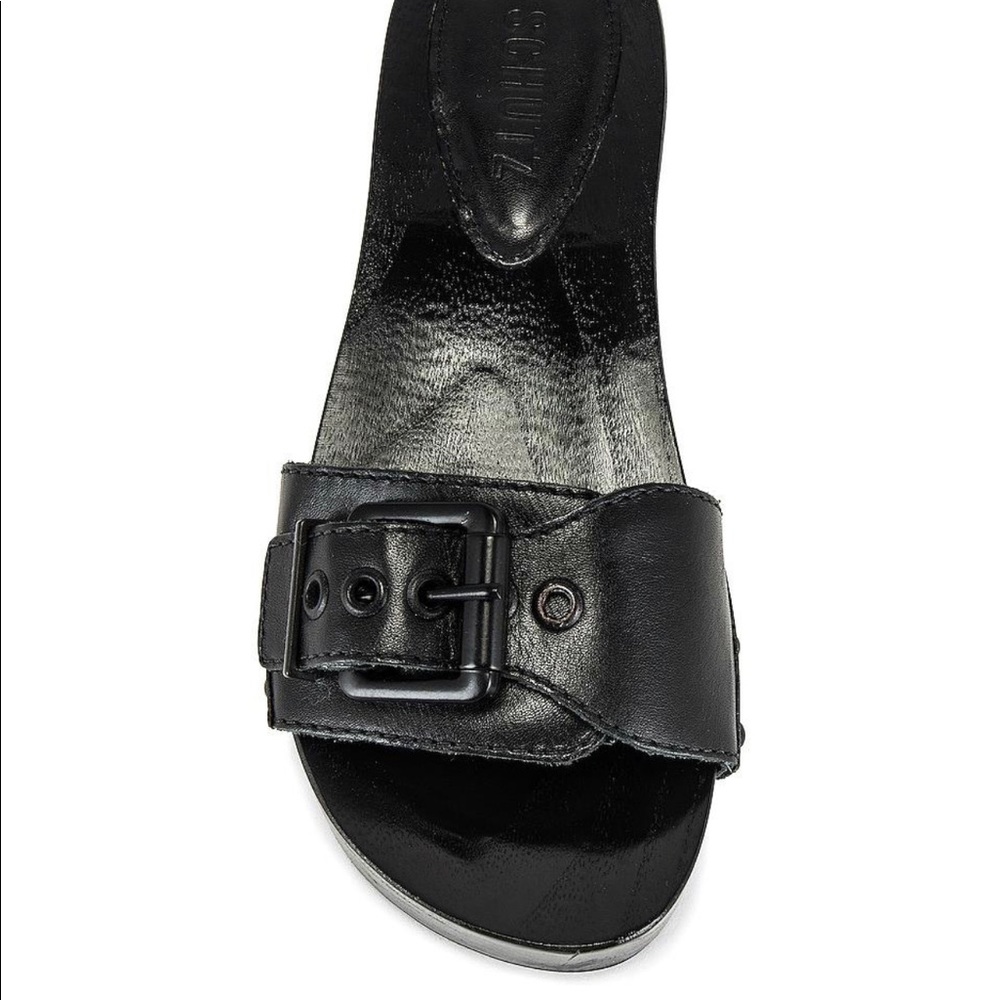 REVOLVE Schultz Leather Black Sandals S-Leona - Picture 2 of 8